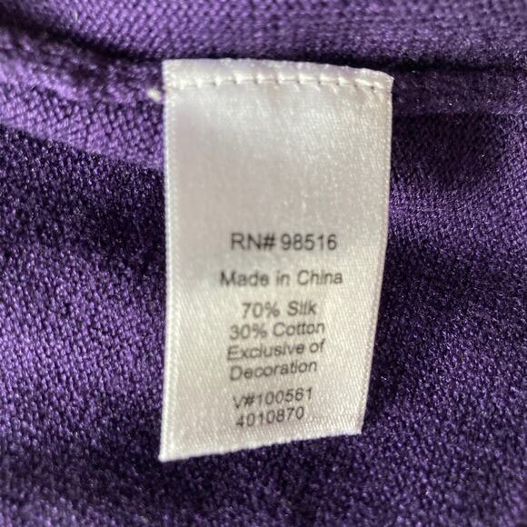 Coldwater Creek Silk Blend Western Bead Trim Cardigan Purple Size M - Picture 8 of 8
